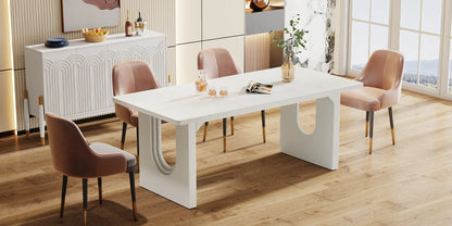 71" Large Kitchen Dining Table with Wood Pedestal Base, Seats 6-8