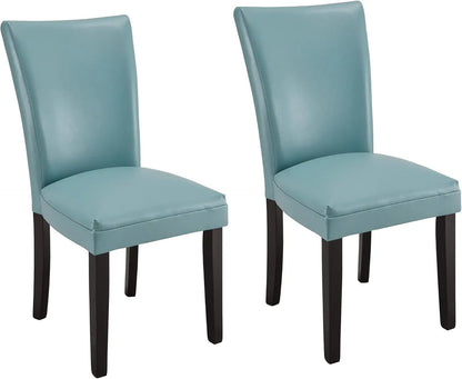 Set of 2 Faux Leather Upholstered Side Chairs w/Solid Wood Legs