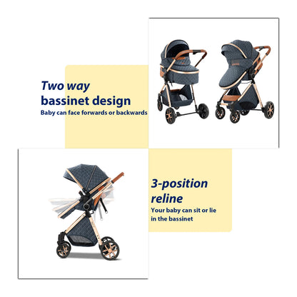 Lightweight Baby Stroller 3 in 1 Multifunctional High Landscape Baby 4 IN 1 Strollers with Isofix