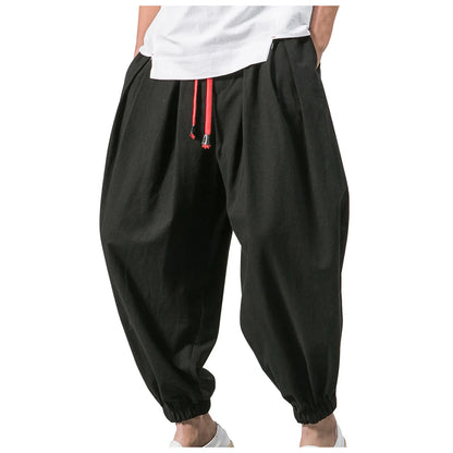 Oversize Loose Harem Pants, Chinese Linen, Overweight Sweatpants