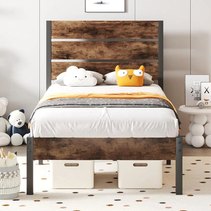All-Metal Bed Frame with Headboard & Footboard - Under Bed Storage, No Box Spring Needed | Easy Assembly