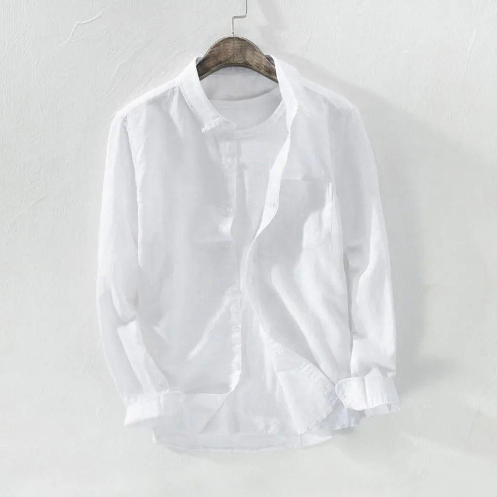 Plus Size Shirts For Men, Baggy, Solid Color, Button Blouse With Pockets