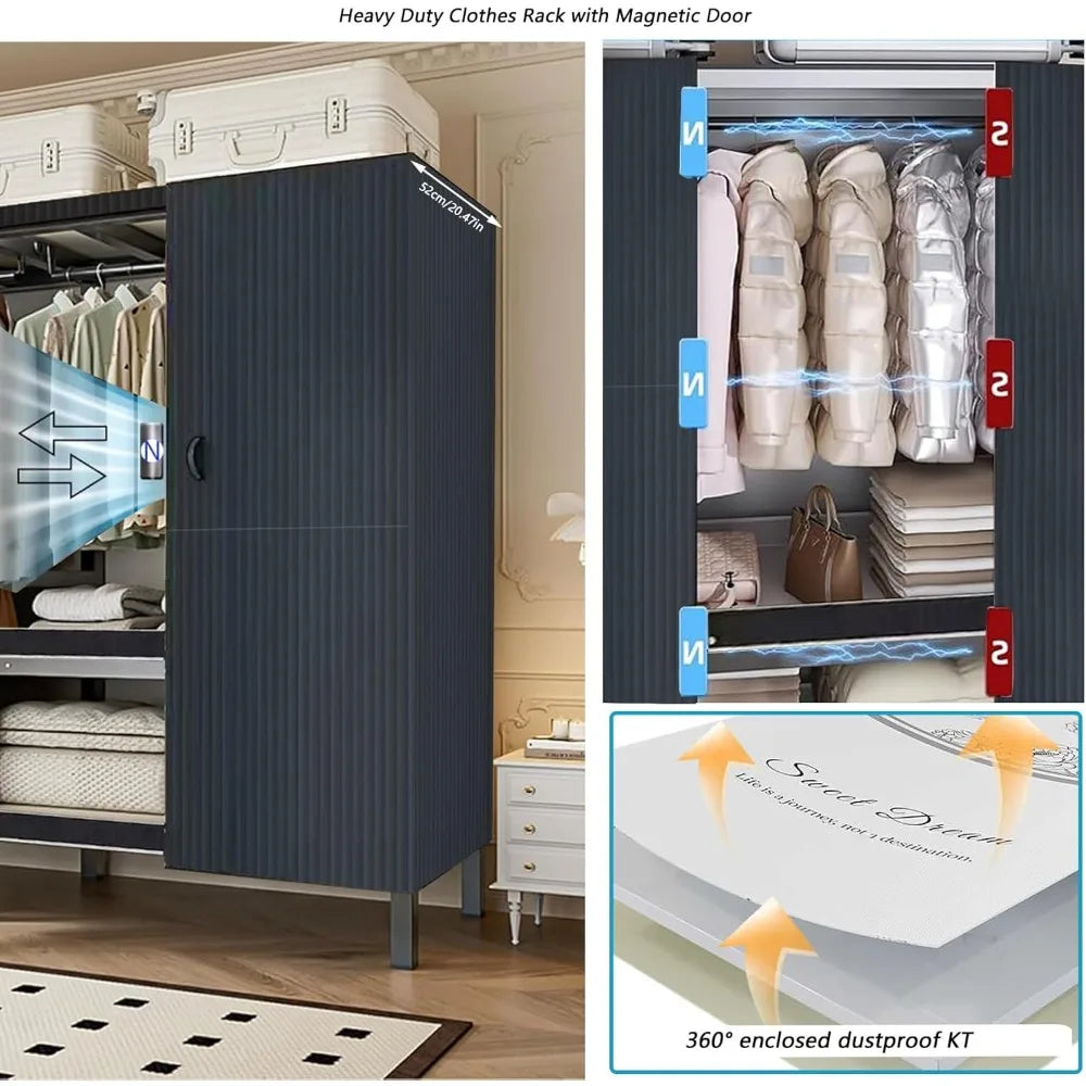 71in Foldable Portable Wardrobe on Wheels