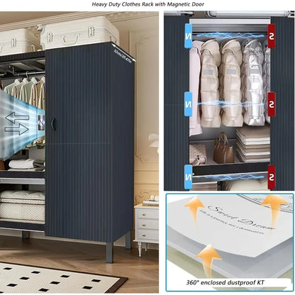 71in Foldable Portable Wardrobe on Wheels