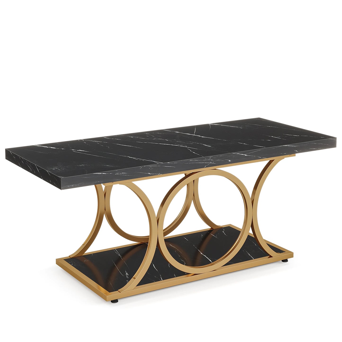 47.24-inch 2-Tier Faux Marble Wood Coffee Table