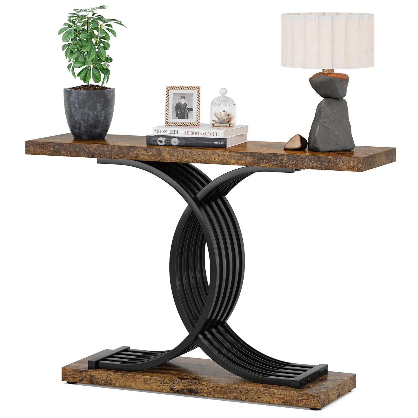 Geometric Frame Console Table, Brown