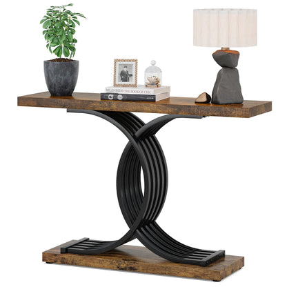 Geometric Frame Console Table, Brown