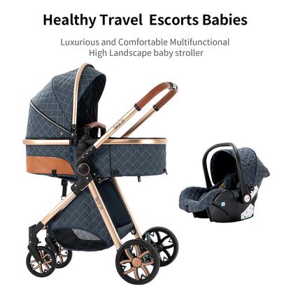 Lightweight Baby Stroller 3 in 1 Multifunctional High Landscape Baby 4 IN 1 Strollers with Isofix