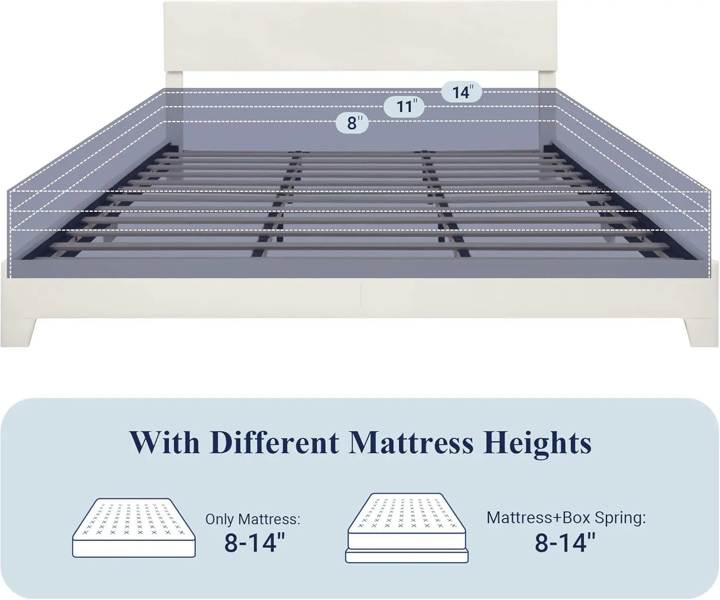 Full/Queen/king Size Bed Frame Adjustable Headboard, Faux Leather Platform Bed, Easy Assembly