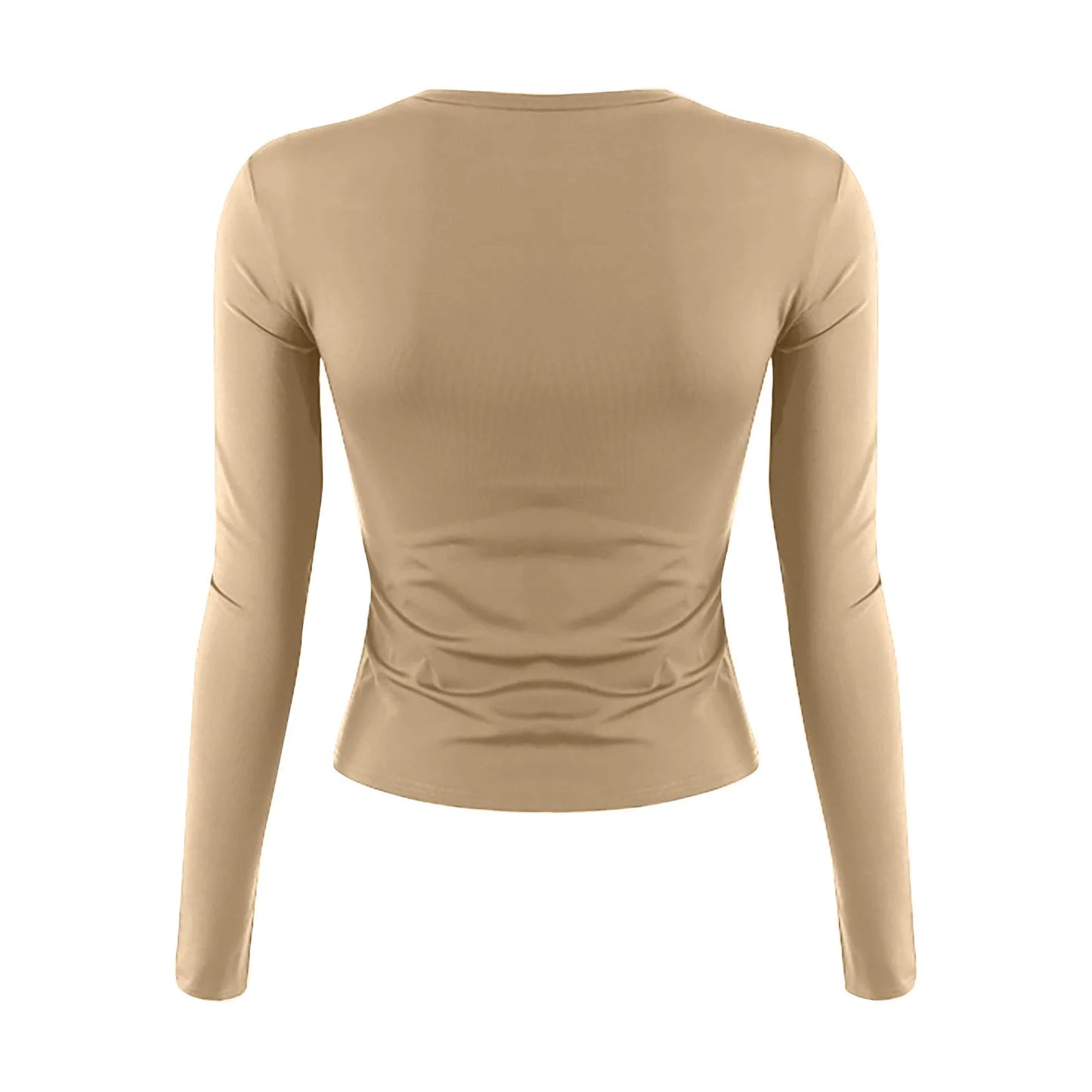 Cotton O Neck Long Sleeve Sexy Cropped Tops