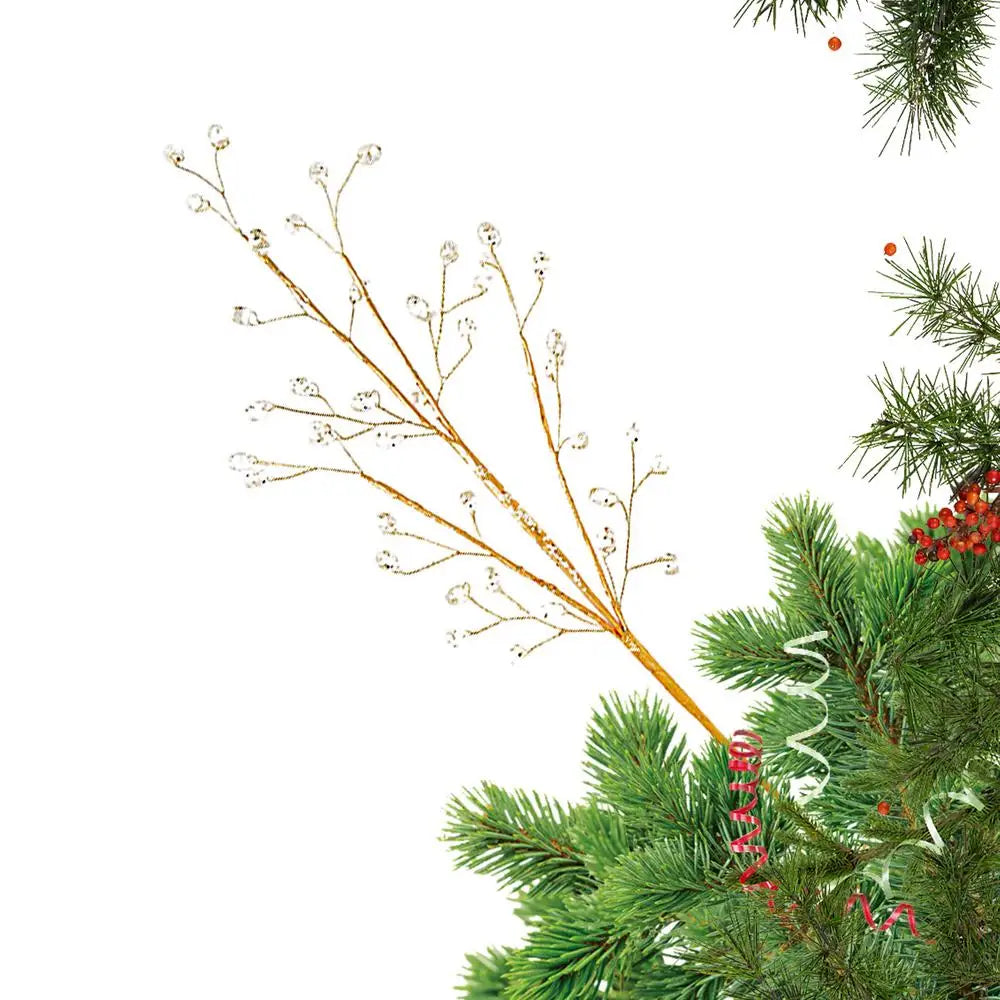 Golden Stem Ornaments Holiday Glitter Berry Stems For Tree/ Wreath/Crafts