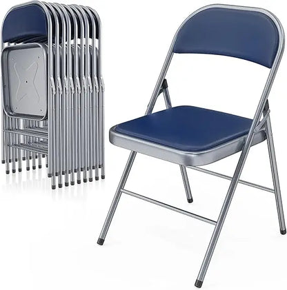 10 Pack Folding Chairs with Padded Seats, Capacity 350 lbs, Black