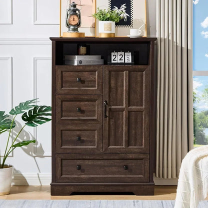 Chest of Drawers with Wooden Drawers and Cross Door, TV Stand