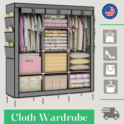 Closet Wardrobe Organizer Storage Rack, Portable, Dustproof, Non-woven Fabric Quick and Easy to Assemble