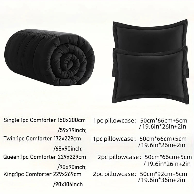 Full Size Soft Breathable All Seasons Bedding with 2/3 pcs,1 Comforter And 1/2 Pillow Shams Machine Washable