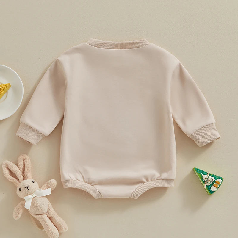 0-18MO Baby Girl/Boy Easter Bunny Embroidery Sweatshirt, Long Sleeve, O-neck Jumpsuit