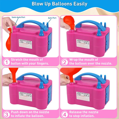 Double Nozzle Electric Balloon Inflation Pump, 600W Portable