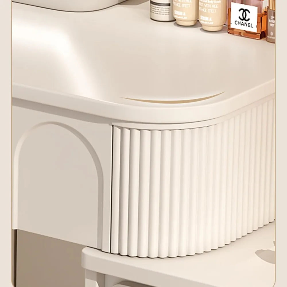 39" Vanity/Desk with Storage Cabinets and 2 Drawers, Lighted Mirror and Stool