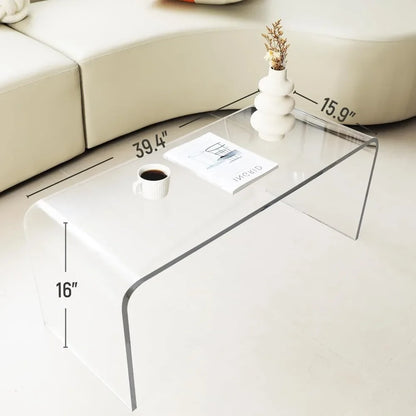 All Acrylic 15mm Thick Waterfall Coffee Table, Clear