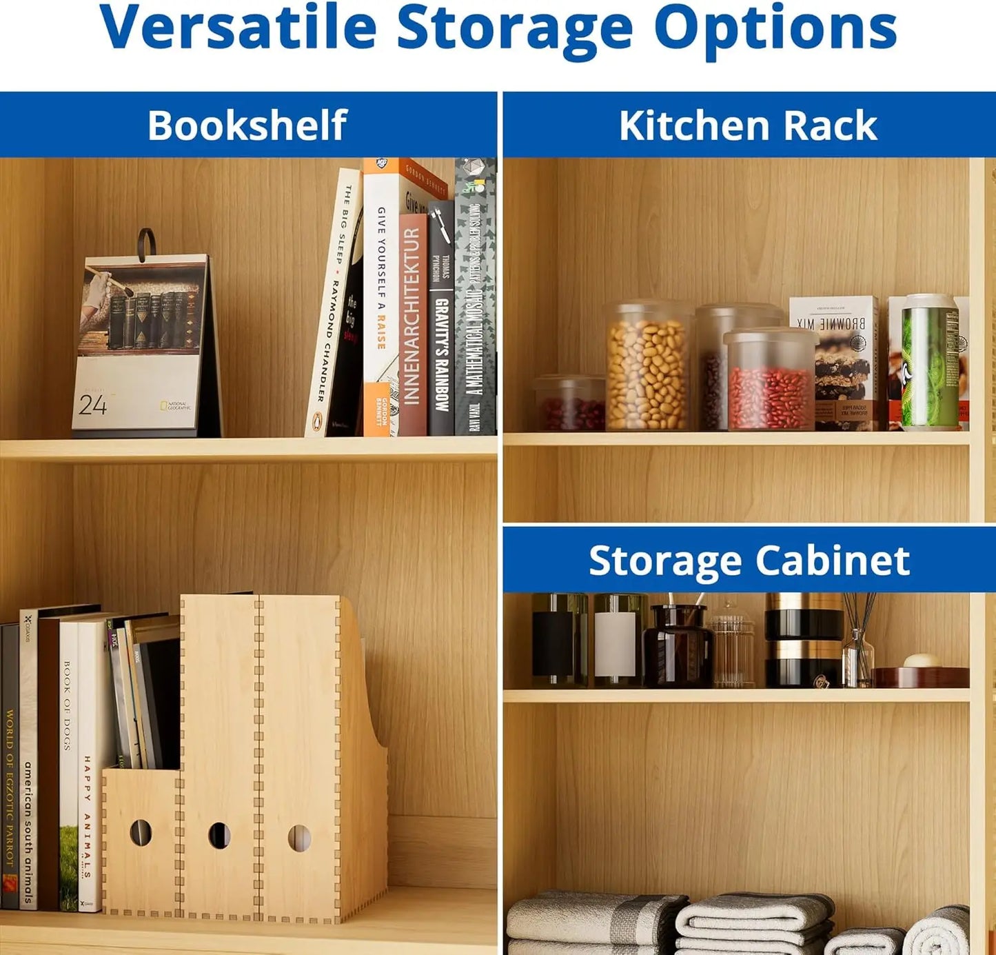 71" Tall Rattan Storage Cabinet with Doors and Shelves