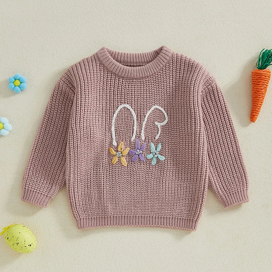 12MO-4T Girl/Boy Children Bunny Sweaters, Long Sleeve Casual Knit Pullover