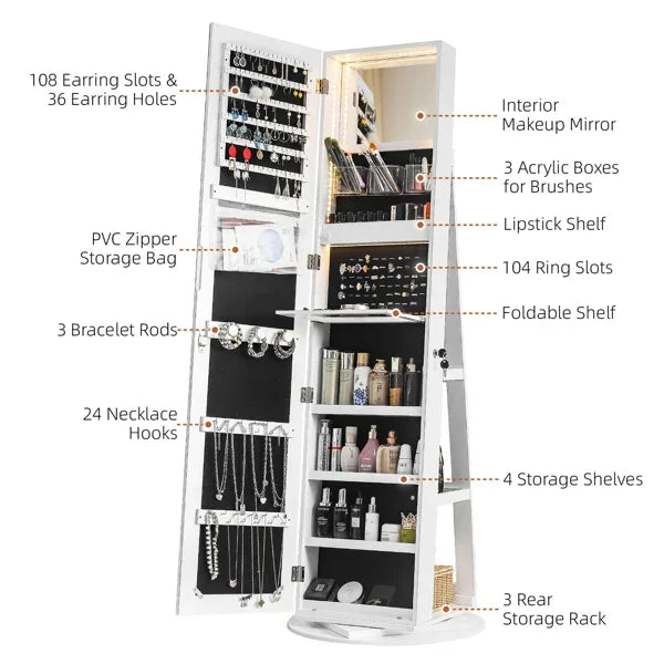 Jewelry Armoire with Full Length Mirror