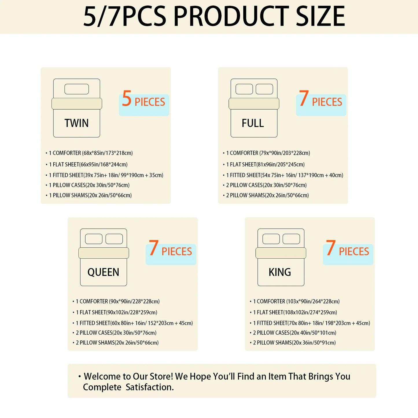 Bedding Sets, 5/7 Pieces in a Bag, with Comforters, Sheets, Pillowcases & Pillow Shams