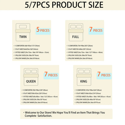 Bedding Sets, 5/7 Pieces in a Bag, with Comforters, Sheets, Pillowcases & Pillow Shams