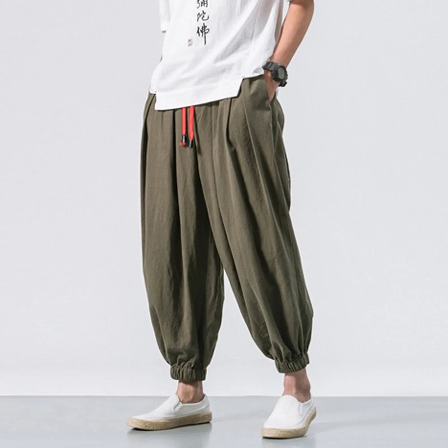 Oversize Loose Harem Pants, Chinese Linen, Overweight Sweatpants