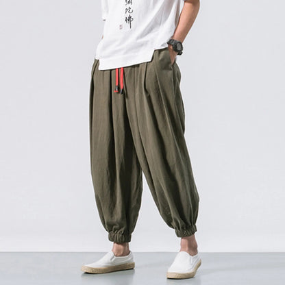 Oversize Loose Harem Pants, Chinese Linen, Overweight Sweatpants