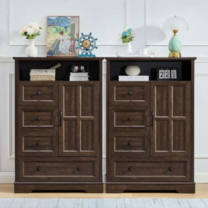 Chest of Drawers with Wooden Drawers and Cross Door, TV Stand