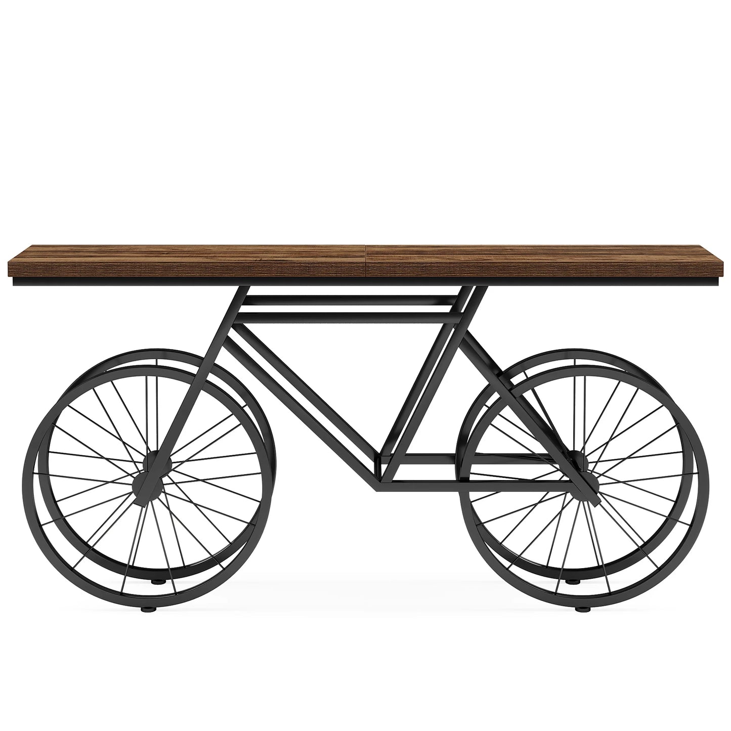 70.9-Inch Narrow Sofa Table with Bicycle Metal Base