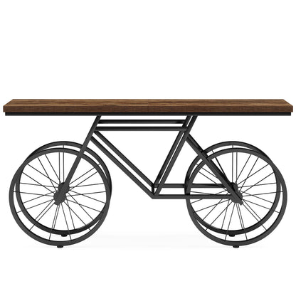 70.9-Inch Narrow Sofa Table with Bicycle Metal Base