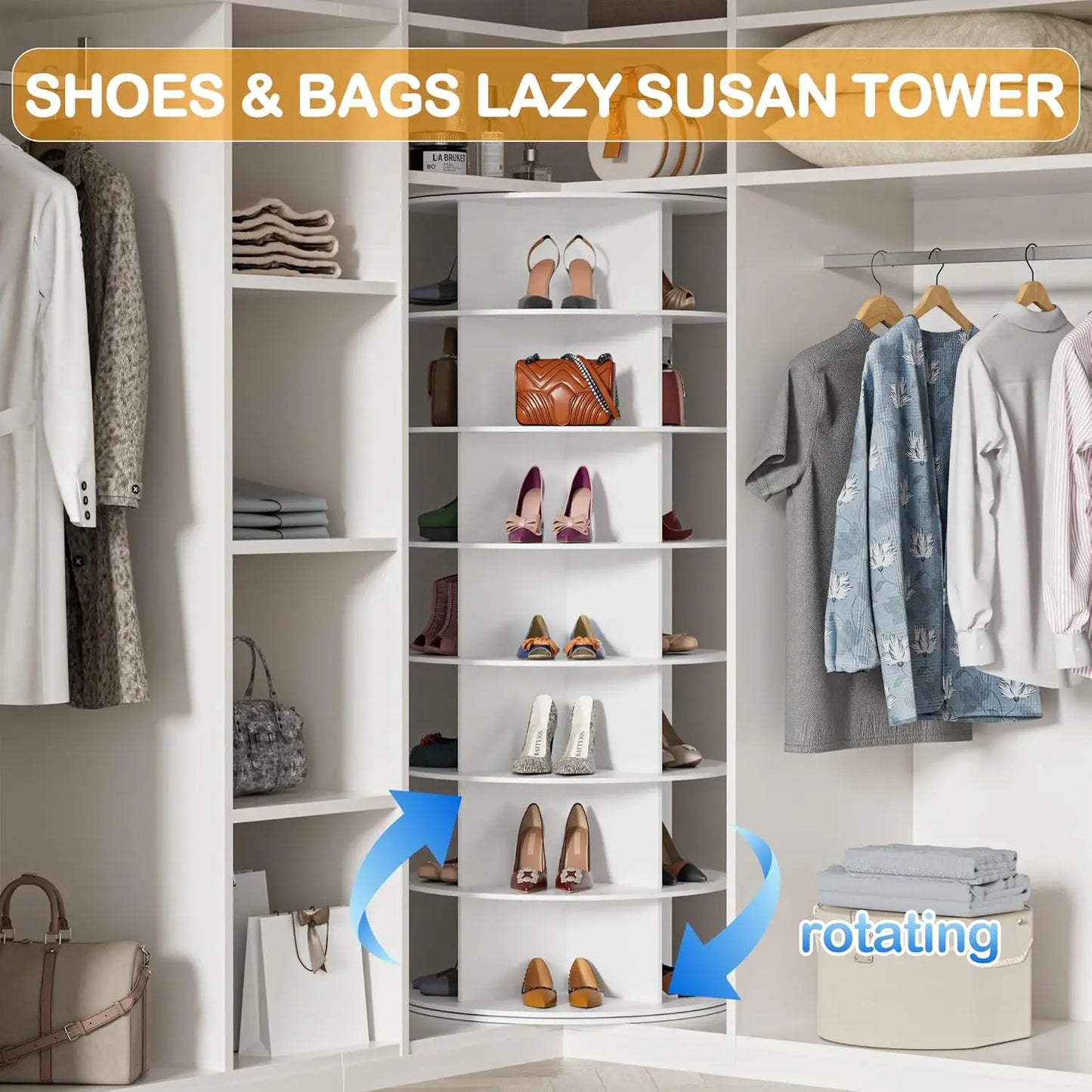 Rotating Shoe Rack Tower 7 Tier Organizer