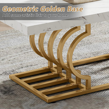 47.24-inch 2-tier Faux Marble Wood Coffee Table