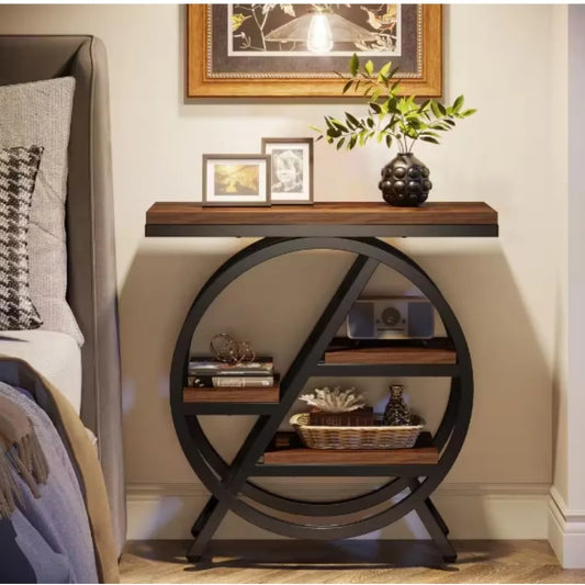 3-Tier Narrow Side Table for Living Room, Nightstand Bedroom (brown or gray)