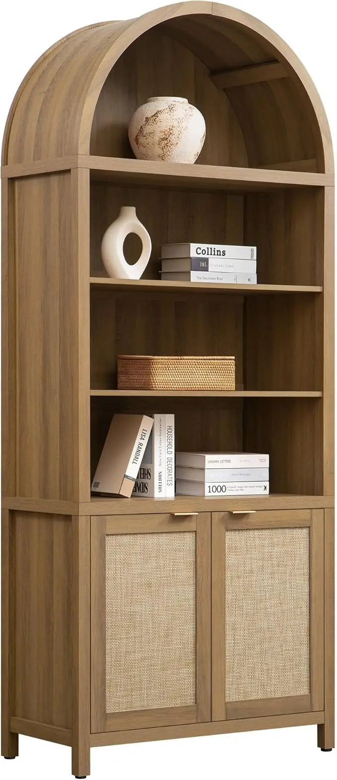 Book Shelf Arched Cabinet Bookshelf Arch 84.2" Tall Bookcase 5 Tier