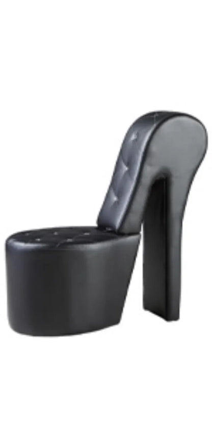 High Heel Velvet Shoe Chair with Crystal Studs Gray (40"D X 19"W X 40"H）