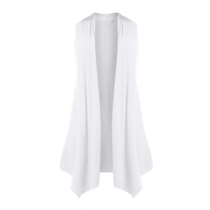 Women's Front Draped Cardigan, Solid Color Blouse Vests, Hem Asymmetric