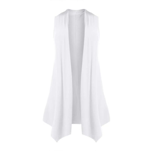 Women's Front Draped Cardigan, Solid Color Blouse Vests, Hem Asymmetric