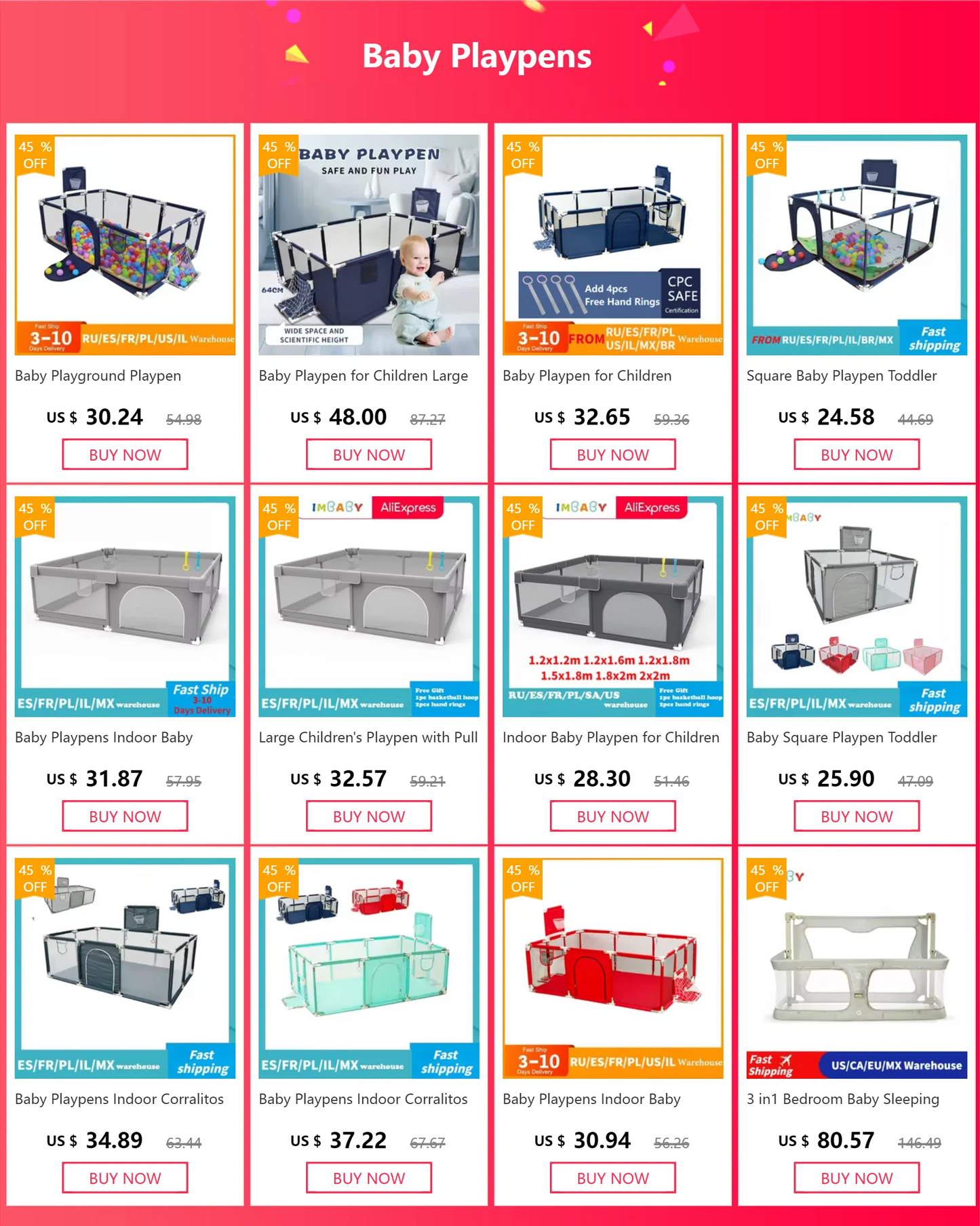 Baby Playpen for Children with Foam Protector, Ball Pit Playpen