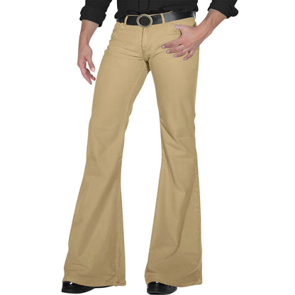 Men's Flare Pants, Solid Color, Daily Simple Classic Trousers, Mopping Bottoms, Disco Flared