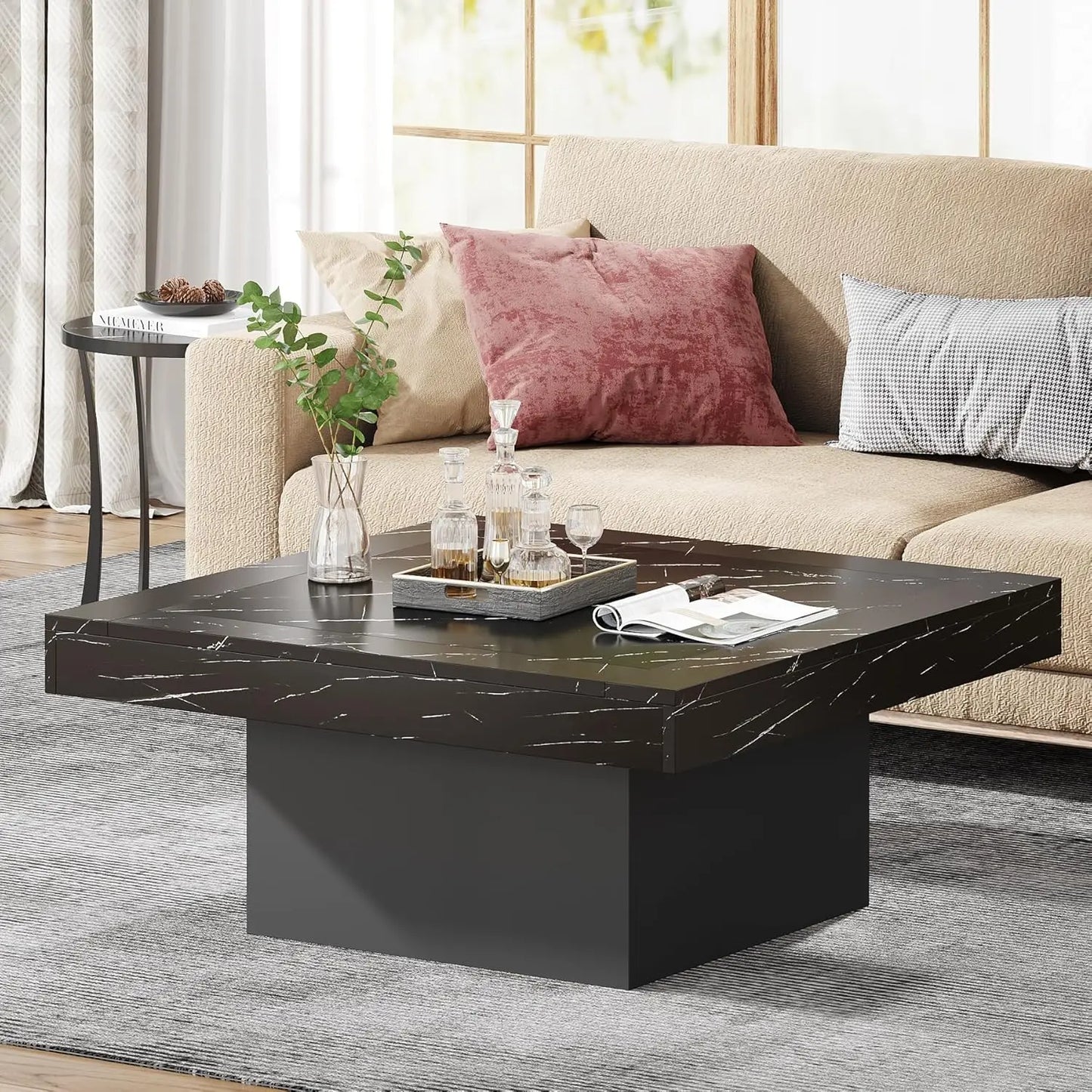 Square LED Coffee Table Engineered Wood