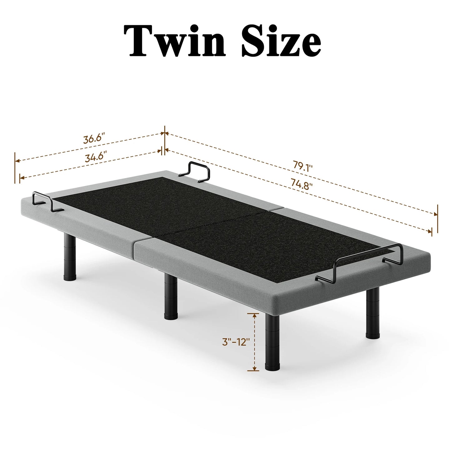 Split King Size Adjustable Bed Base Frame with Massage Silent Double Motor with Wireless Remote Control