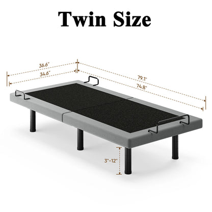 Split King Size Adjustable Bed Base Frame with Massage Silent Double Motor with Wireless Remote Control