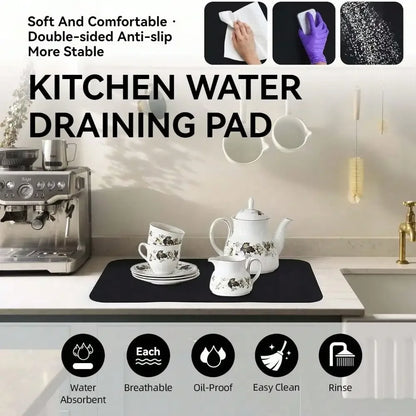 Kitchen countertop  absorbent dishwashing mats