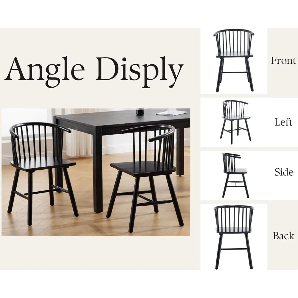 Set of 2 Farmhouse Spindle Dining Room Chairs with Arms/Wide Curved