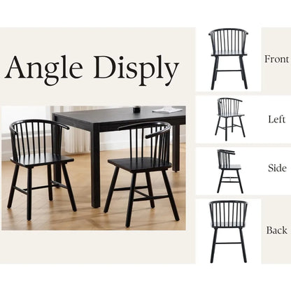 Set of 2 Farmhouse Spindle Dining Room Chairs with Arms/Wide Curved