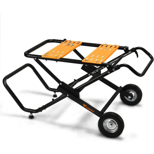 330 Lbs Load Capacity Rolling Foldable Table Saw Table with 8 Inch Wheels, Heavy Duty Construction