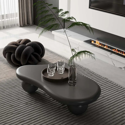 40" Black Modern Coffee Table with 3 Ball Legs